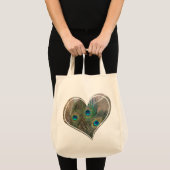 Peacock Feather Double Heart Bag Tote Bag (Voorkant (product))