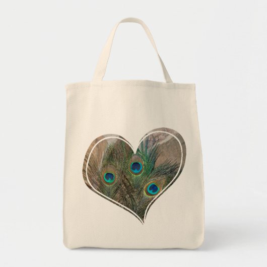 Peacock Feather Double Heart Bag Tote Bag (Voorkant)