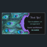 Peacock Feather Drame - Carte de remerciements<br><div class="desc">Collection de Mariages Peacock unique et moderne en bleu et violet aqua dramatique. Customisez le texte à vos noms et date mariage. Thème correspondant disponible sur d'autres produits dans mon magasin.</div>