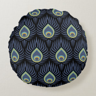 Peacock Feather: Elegant patroon. Rond Kussen