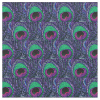 Peacock Feather Fabric Green Blauwgroen Paarse Roz Stof