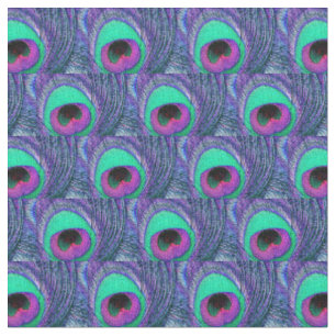 Peacock Feather Fabric Green Blauwgroen Paarse Roz Stof