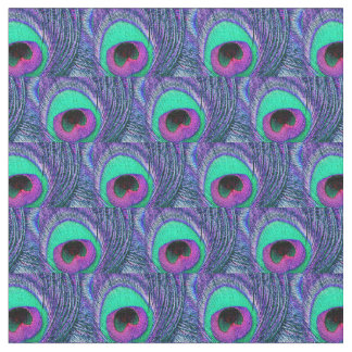 Peacock Feather Fabric Green Blauwgroen Paarse Roz Stof