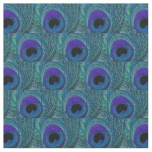 Peacock Feather Fabric Paarse Periwinkle Blue Aqua Stof