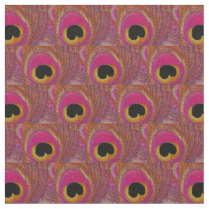 Peacock Feather Fabric - Roze geel Oranje zwart Stof