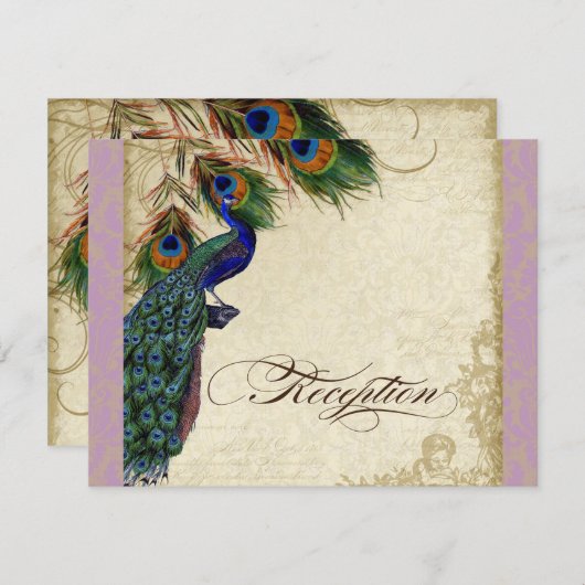 Peacock & Feather Formal Réception Invitation Lava (Devant / Derrière)