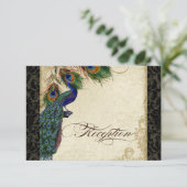 Peacock & Feather Formal Réception Invitation Noir (Debout devant)