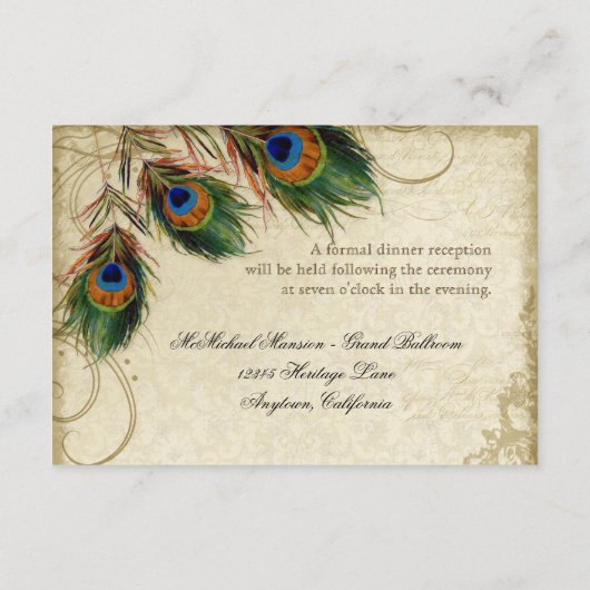 Peacock & Feather Formal Rection Invitation Purple (Dos)