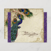 Peacock & Feather Formal Rection Invitation Purple (Devant / Derrière)