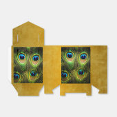 Peacock Feather geborsteld Gouden Favor Box Bedankdoosjes (Uitgevouwen)