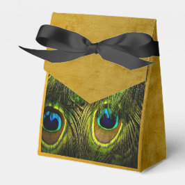 Peacock Feather geborsteld Gouden Favor Box Bedankdoosjes