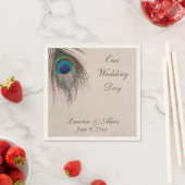 Peacock Feather gepersonaliseerde bruiloft Servet (Insitu)