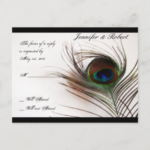 Peacock Feather Glamor RSVP Briefkaart
