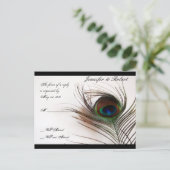 Peacock Feather Glamour RSVP-Briefkaart Uitnodiging Briefkaart (Staand voorkant)