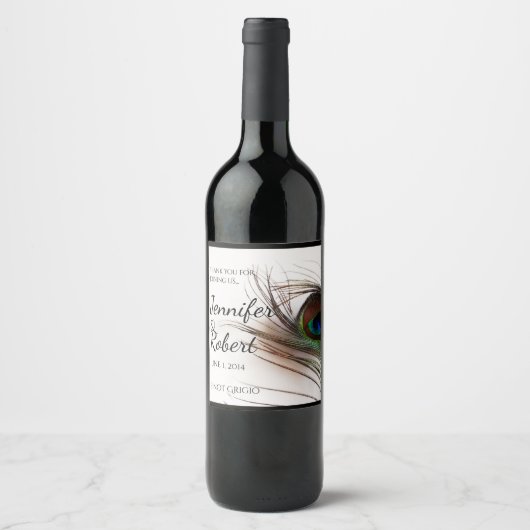 Peacock Feather Glamour Wijnlabel Wijn Etiket (Voorkant)