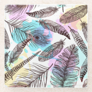 Peacock Feather Glazen Onderzetter