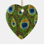 Peacock Feather Glittery Art afdrukken Keramisch Ornament (Rechts)