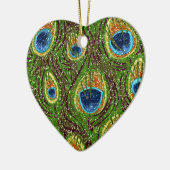 Peacock Feather Glittery Art afdrukken Keramisch Ornament (Links)