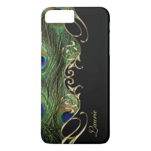 Peacock Feather Gold iPhone 7 Plus Monogram Hoesje