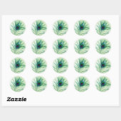 Peacock Feather Green Glitter Ronde Sticker (Vel)