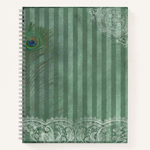 Peacock Feather Green Stripe  Journal Notitieboek