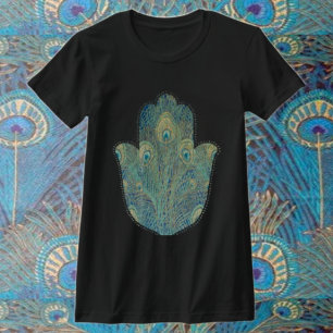 Peacock Feather Hamsa T-shirt