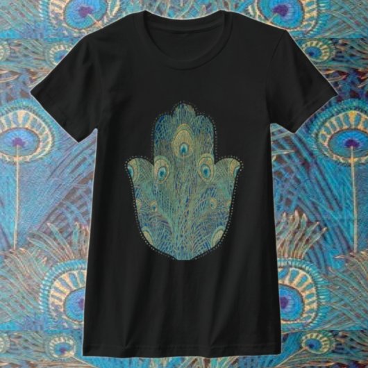 Peacock Feather Hamsa T-shirt