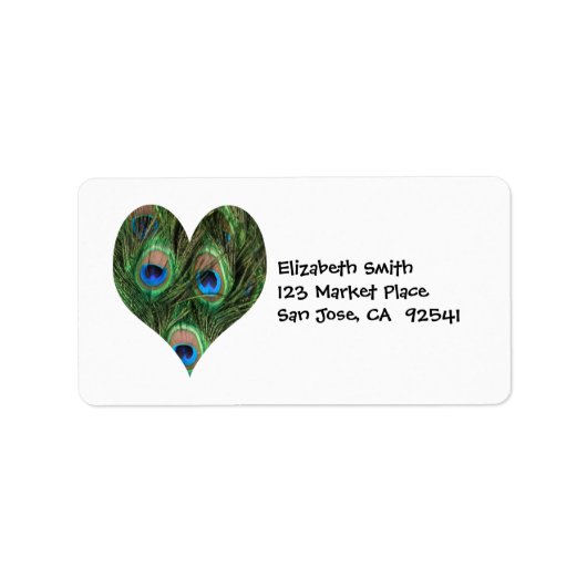 Peacock Feather Heart Address Label (Voorkant)