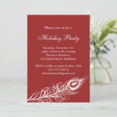 Peacock Feather Holiday Party Uitnodiging (Staand voorkant)