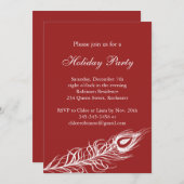 Peacock Feather Holiday Party Uitnodiging (Voorkant / Achterkant)