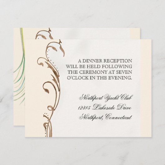 Peacock Feather in Swirls - Weddenschap Informatiekaartje (Voorkant / Achterkant)