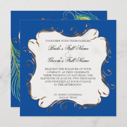 Peacock Feather in Swirls - Weddenschap Kaart (Voorkant / Achterkant)