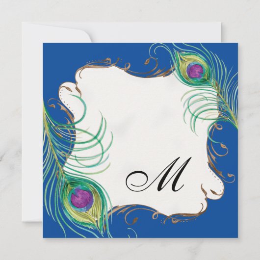 Peacock Feather in Swirls - Weddenschap Kaart (Achterkant)