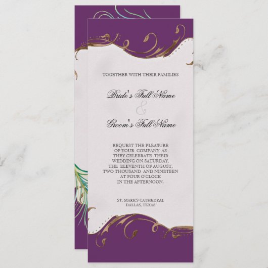 Peacock Feather in Swirls - Weddenschap Kaart (Voorkant / Achterkant)