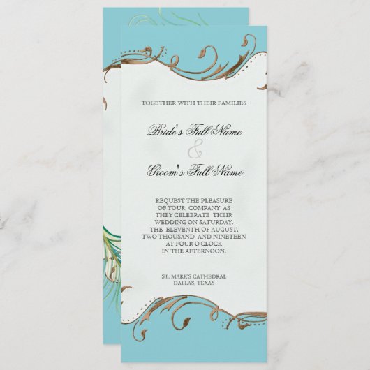 Peacock Feather in Swirls - Weddenschap Kaart (Voorkant / Achterkant)