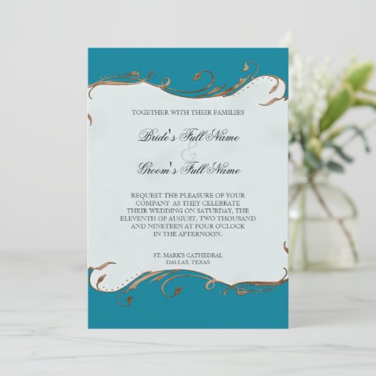 Peacock Feather in Swirls - Weddenschap Kaart (Staand voorkant)