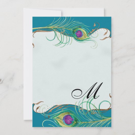 Peacock Feather in Swirls - Weddenschap Kaart (Achterkant)
