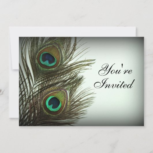 Peacock Feather Invitation - Foto Kaart (Voorkant)