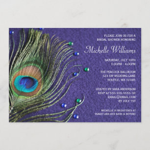 Peacock Feather Jewels Paars Vrijgezellenfeest Kaart