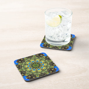 Peacock Feather Kaleidoscoop 1 Bier Onderzetter
