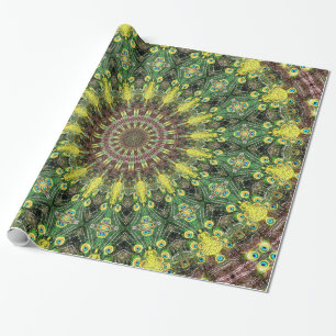 Peacock Feather Kaleidoscope Wrapping Paper 2 Cadeaupapier
