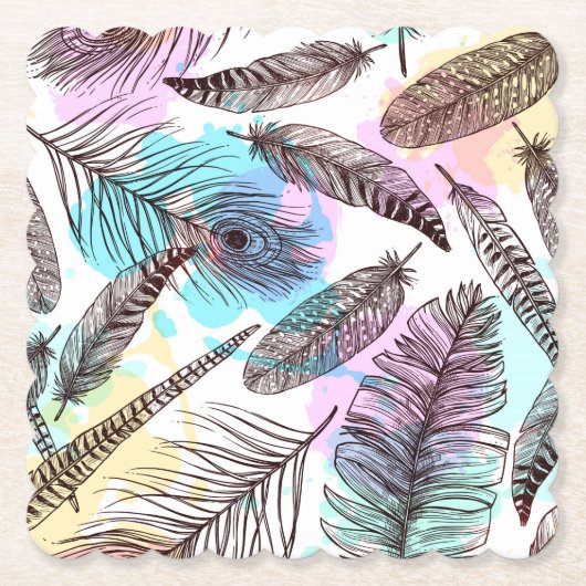 Peacock Feather Kartonnen Onderzetters (Voorkant)