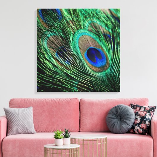 Peacock Feather Lucky Canvas Afdruk (Insitu (Woonkamer))