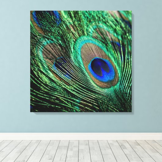 Peacock Feather Lucky Canvas Afdruk (Insitu (Houten vloer))