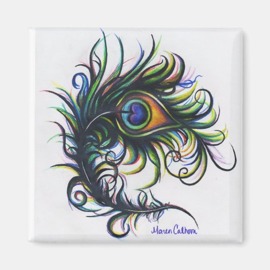 Peacock Feather Magnet Magneet (Voorkant)