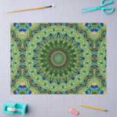 Peacock Feather Mandala Emerald en Blue Symmetry Tissuepapier (Craft)