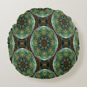 Peacock Feather Mandala's... Rond Kussen