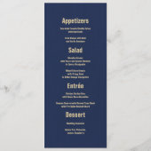 Peacock Feather Marine Blue Mariage Menu Cartes (Dos)