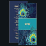 Peacock Feather Marine Blue Mariage Menu Cartes<br><div class="desc">Elégant Peacock Feather avec Gold Foil détails Marine Blue Turquoise Mariage | Anniversaire Mariage | Anniversaire | N'importe quel événement personnalisé Cartes de menu. Invitations de mariage, Invitations de douche nuptiale, Enregistrer les cartes de date, Cartes de voeux à demander, Cartes de remerciements, Cadeaux de mariage et Faveurs disponibles dans...</div>