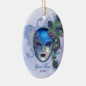 Peacock Feather Masquerade Mask Keramisch Ornament (Rechts)